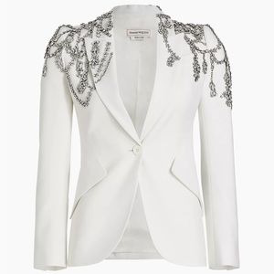 ALEXANDER MCQUEEN Single-Breasted Crystal-Embellished Blazer- IN SEARCH OF (ISO)